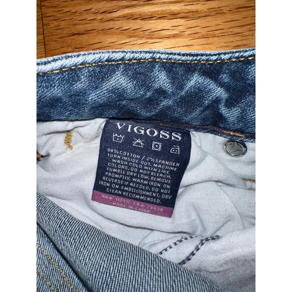 Vigoss Jeans Womens Size 25x25 Skinny Crop  Distressed‎ Blue Denim Medium Wash